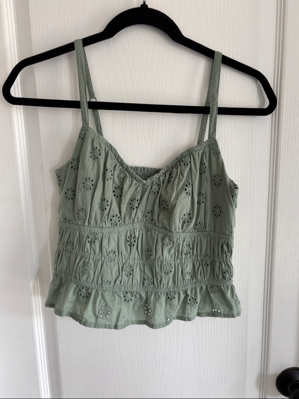 Hollister Sage Green Eyelet Cropped Tank